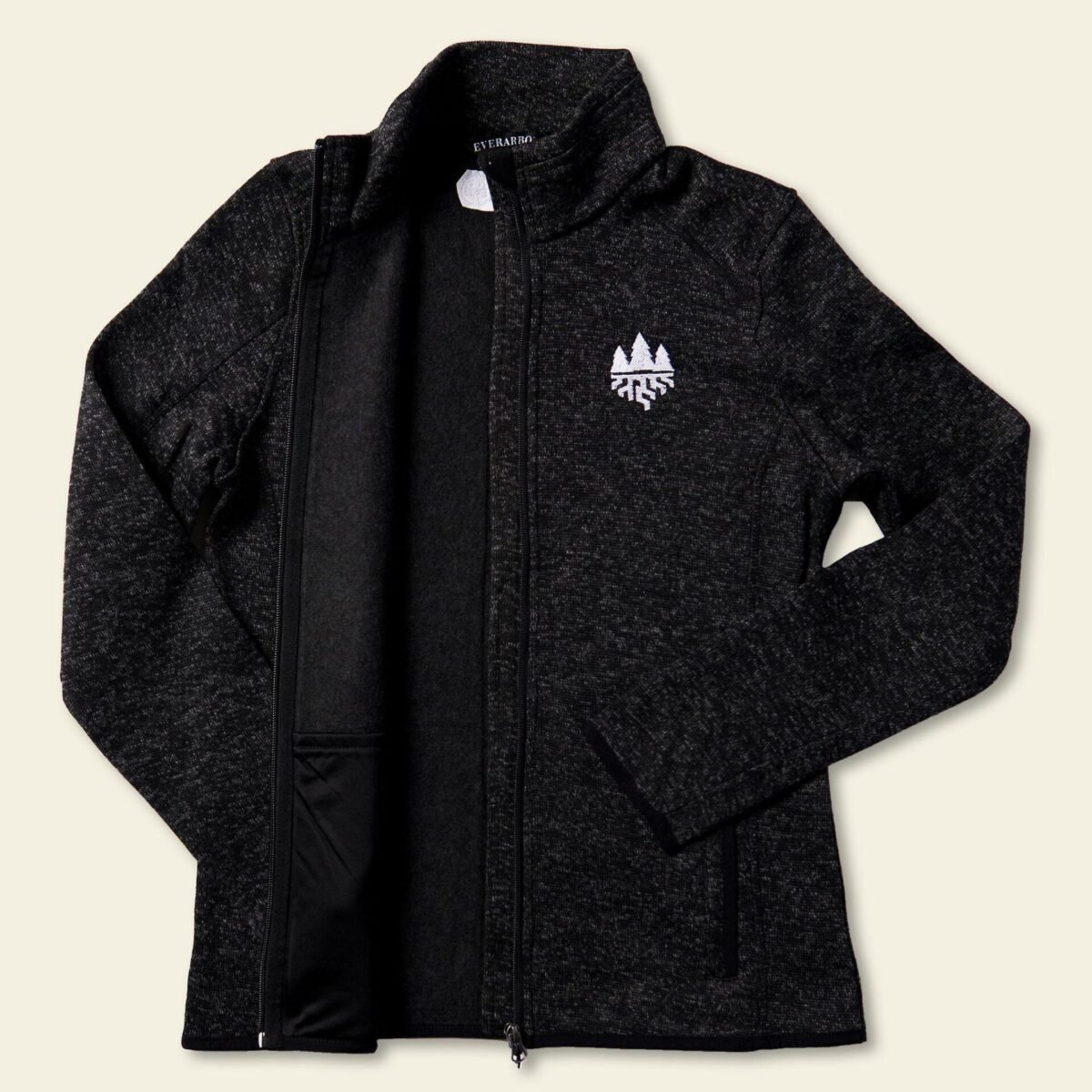 Women's Heather Black Fleece Jacket - Image 3