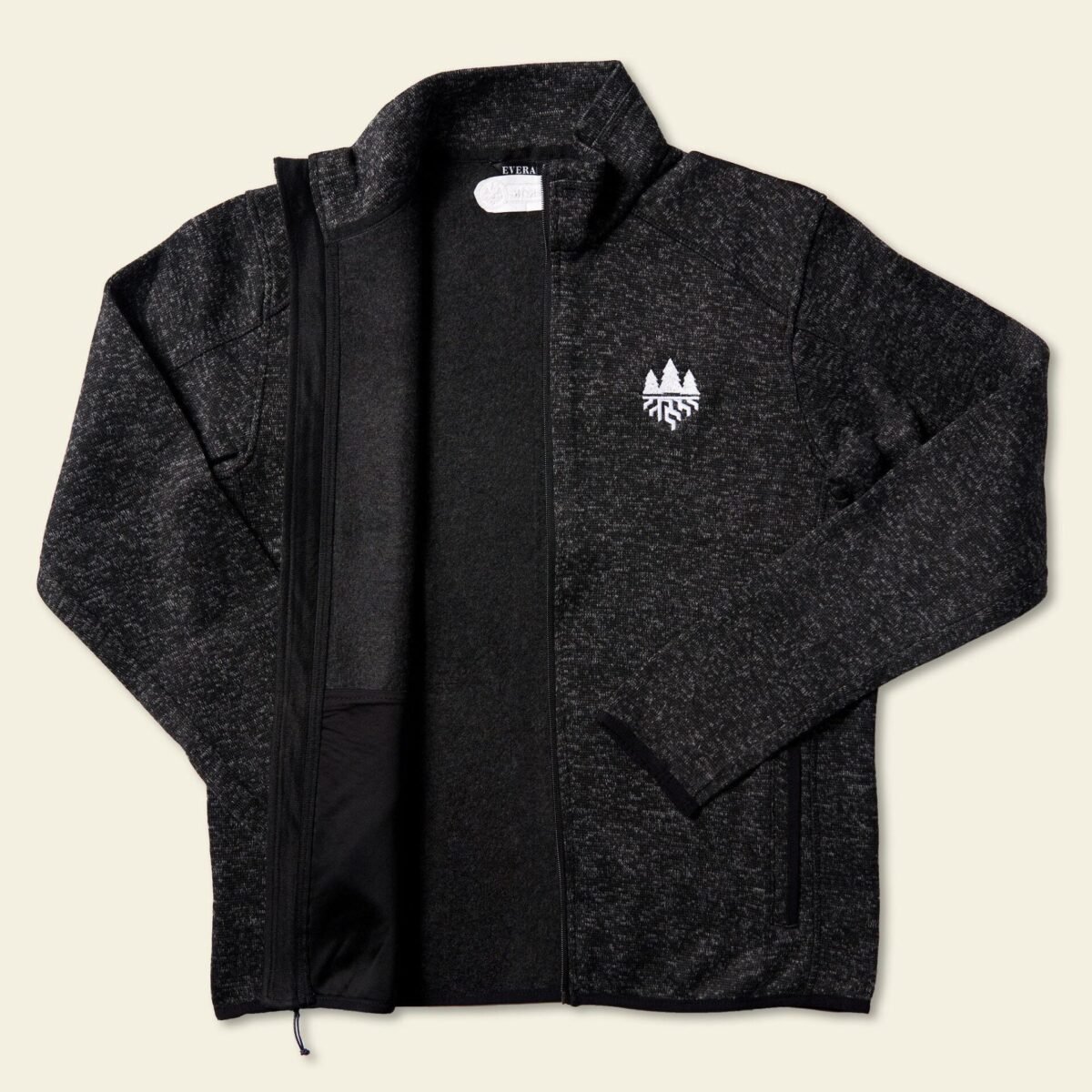 Men's Heather Black Fleece Jacket - Image 3