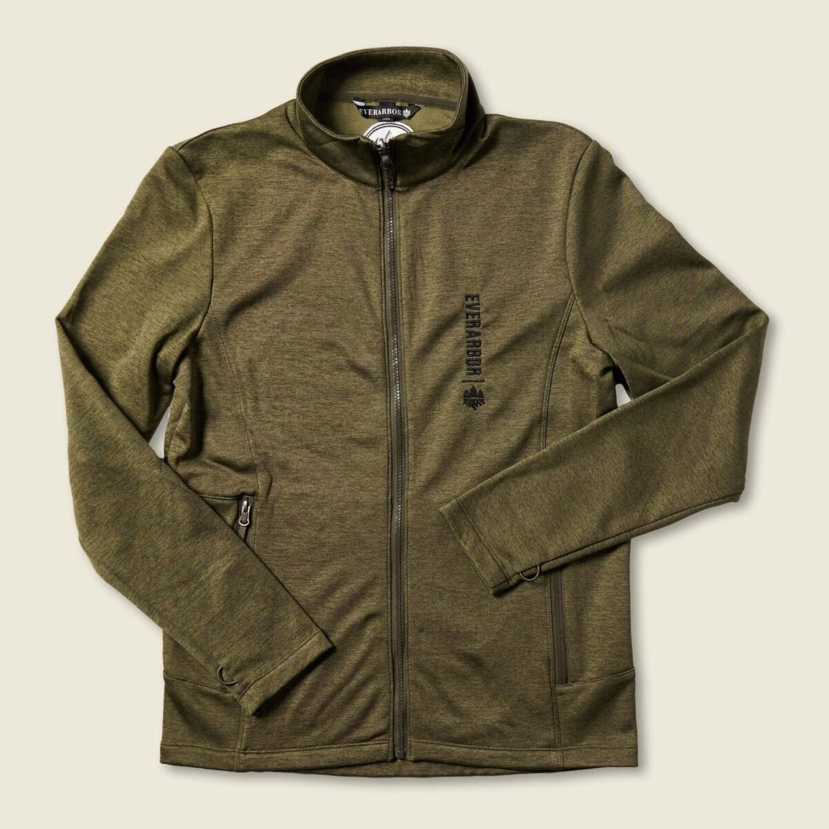 Men's Striated Fleece Jacket-Deep Olive Heather