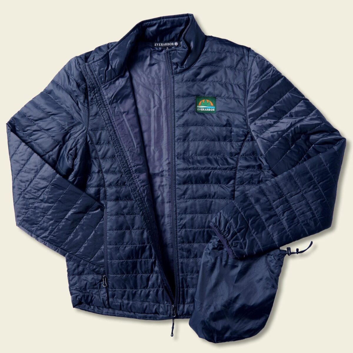 Men's Puffy Jacket with woven retro (River Navy Blue)