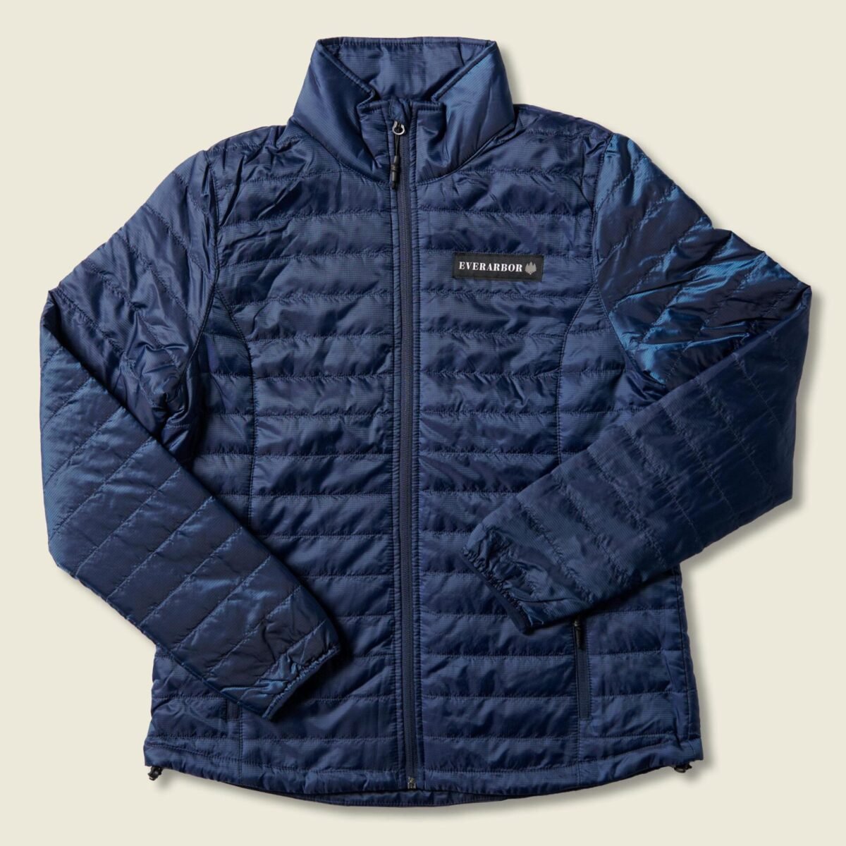 Women's Puffy Jacket with woven Everarbor (River Navy Blue)