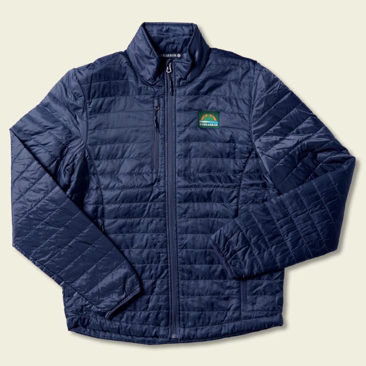 Men's Puffy Jacket with woven retro (River Navy Blue) - Image 3