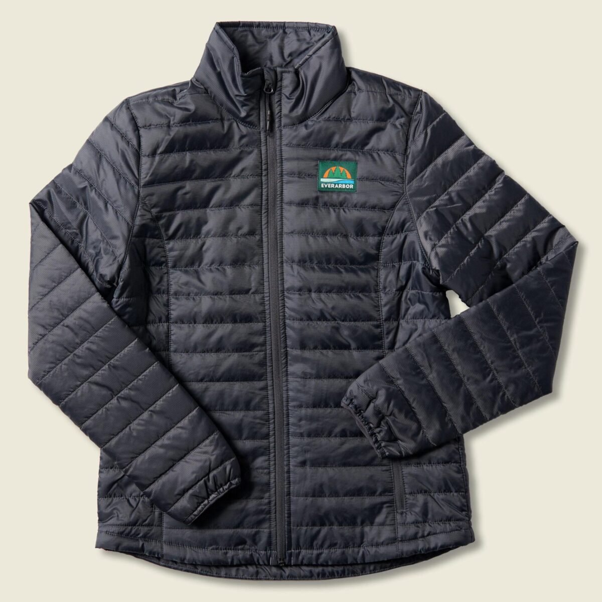 Women's Puffy Jacket with woven retro (Graphite)