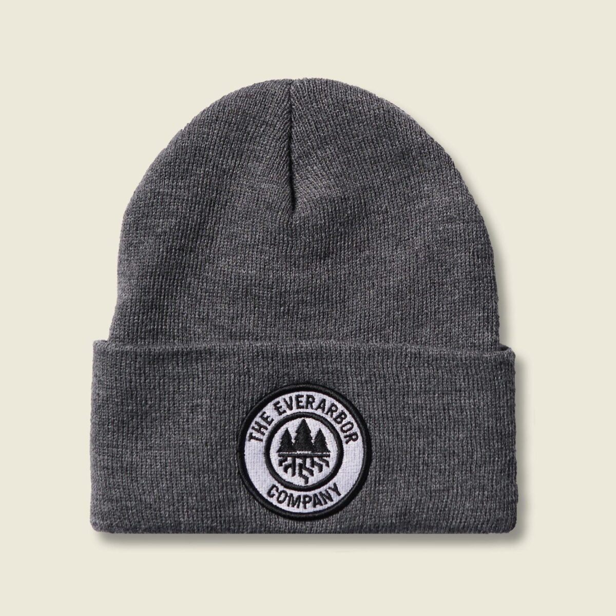 Winter Beanie Hat with Cuff and Stitched Seal